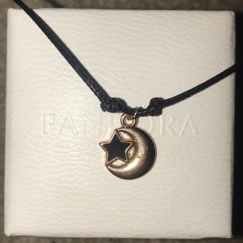 star and moon black choker necklace